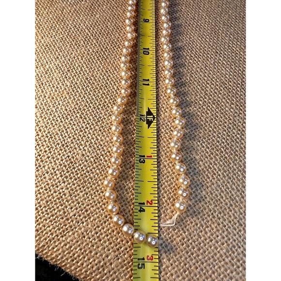 Strand (Broken) of Knotted Faux White Pearls with Gold tone Clasp--28 inches - Picture 9 of 10
